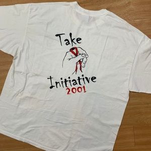 Take Initative 2001 Vintage Breast Cancer Shirt XL